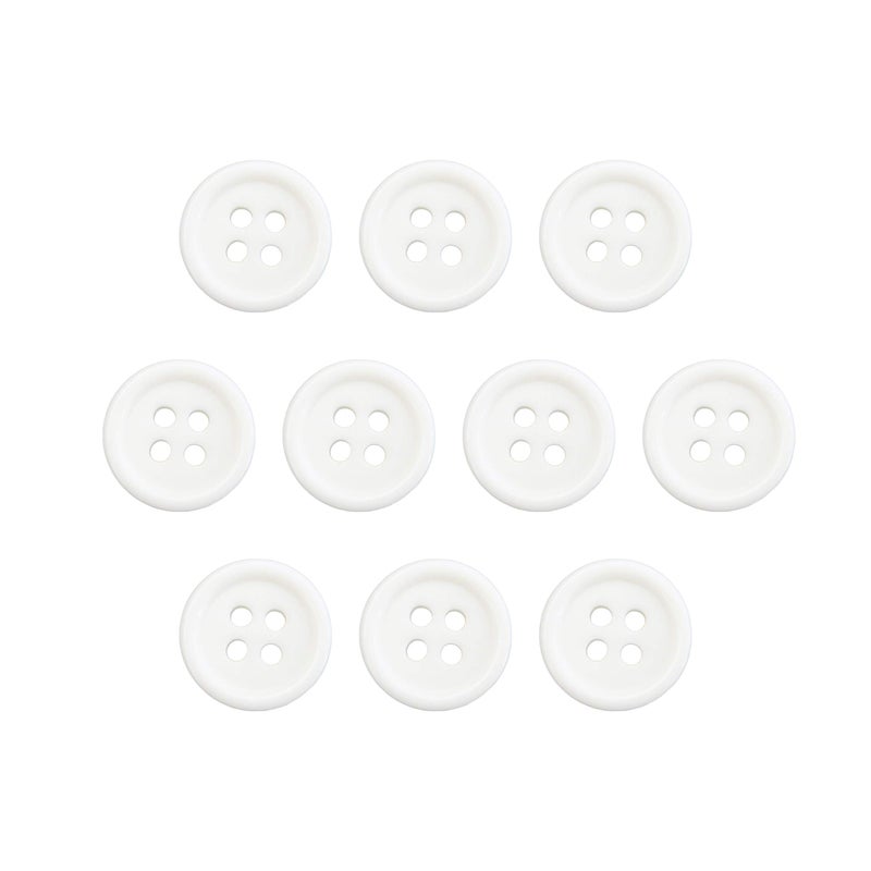 Seeking ROAM Buttons 1/2 Inch (1/2â€) 4 Hole 10 Pieces - White Black Clear Pearl - Sewing Crafts Replacement Button - Perfect for Crafts, Coats, Shirts, Pants, Shorts, Cardigans, Blazers, Skirts (White) - Image 1